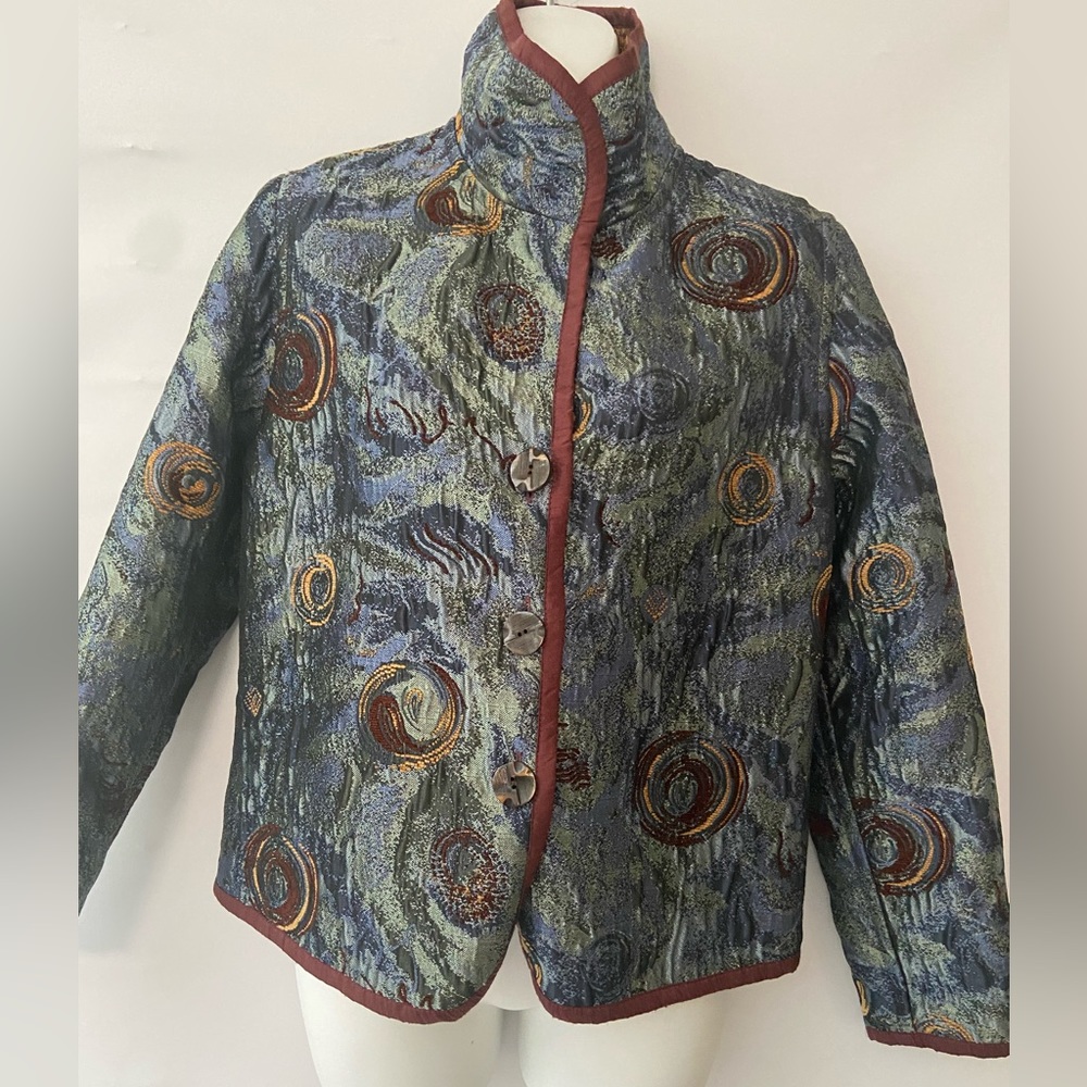 Yak Magic Nepal Reversible Button Up Jacket Multicolored Womens Sz Small